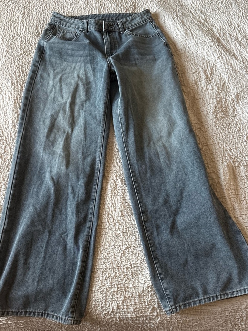 High-Rise Wide Leg Jeans in Washed Blue